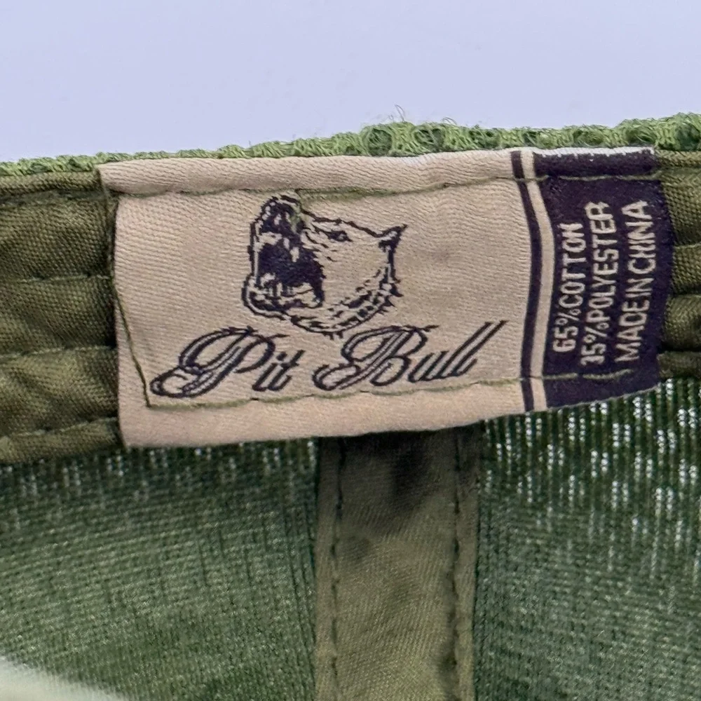Pit Bull Snapback Mesh Trucker Hat Green OS Adjustable Embroidered Flag **READ**